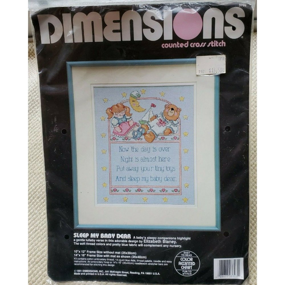 1991 Dimensions Counted Cross Stitch Prayer Sleep My Baby Dear New Sealed 1991